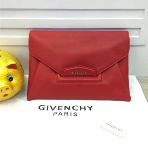 Givenchy Antigona Envelope Clutch Textured Leather Red