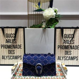 Gucci Dionysus Small Shoulder Bag GG Velvet Blue