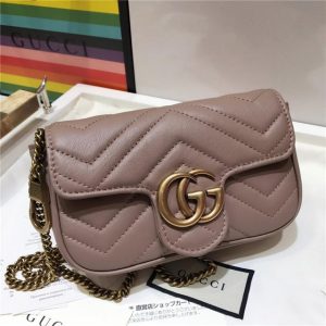 Gucci GG Marmont Matelasse Leather Super Replica Mini Bag Dusty Pink
