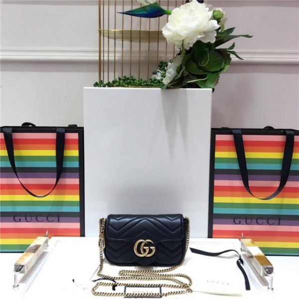 Gucci GG Marmont Matelasse Leather Super Replica Mini Bag Black