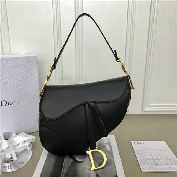 Christian Dior Saddle Bag Calfskin Black