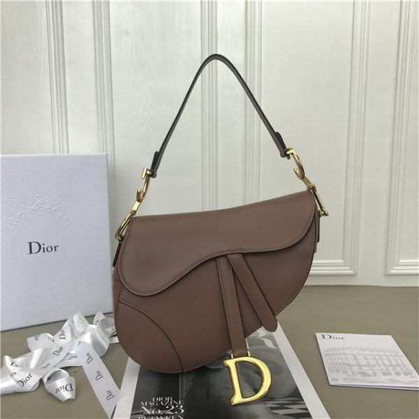 Christian Dior Saddle Bag Calfskin Brown