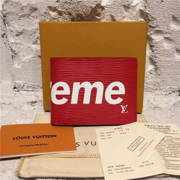 Louis Vuitton X Supreme Slender Wallet Epi Red