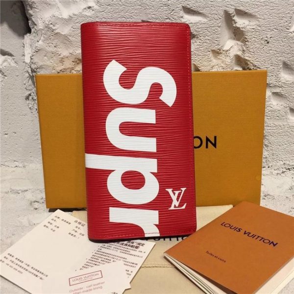 Louis Vuitton X Supreme Brazz Wallet Epi Red