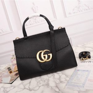 Gucci GG Marmont Leather Top Handle Bag Replica Black