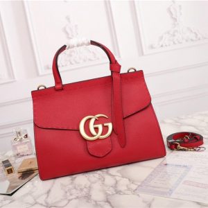 Gucci GG Marmont Leather Top Handle Bag Replica Red