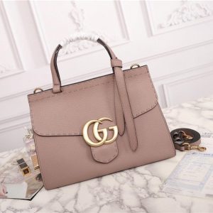 Gucci GG Marmont Leather Top Handle Bag Replica Antique Rose