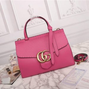 Gucci GG Marmont Leather Top Handle Bag Replica Hot Pink