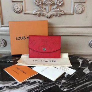Louis Vuitton Anae Coin Purse Mahina Leather Red