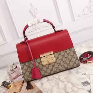 Gucci Padlock GG Supreme top handle bag Red