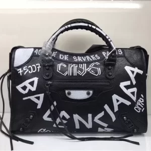 Balenciaga Classic Large City Graffiti Bag Black/White