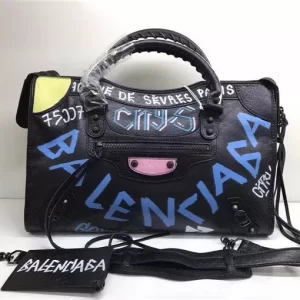 Balenciaga Classic Large City Graffiti Bag Black/Yellow