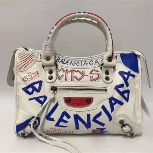 Balenciaga Classic Small City Graffiti Bag White