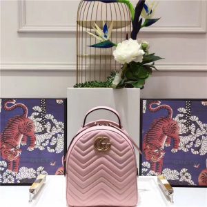 Gucci GG Marmont Quilted Leather Replica Backpack Light Pink