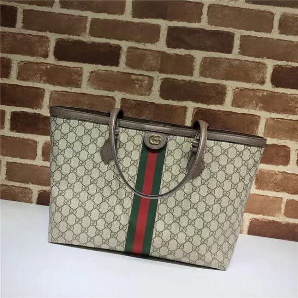 Gucci Ophidia Medium Tote With Web Brown