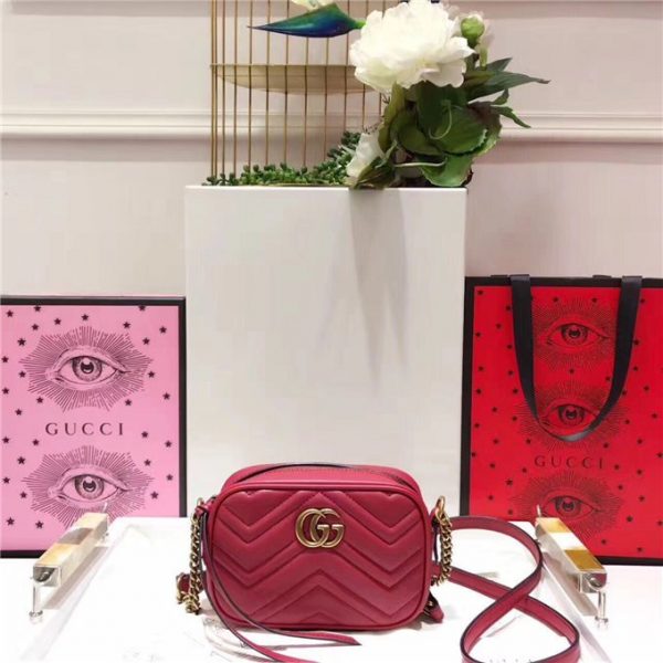 Gucci GG Marmont Matelasse Replica Mini Bag Red