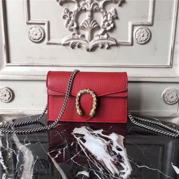 Gucci Dionysus Leather Super Mini Bag Red