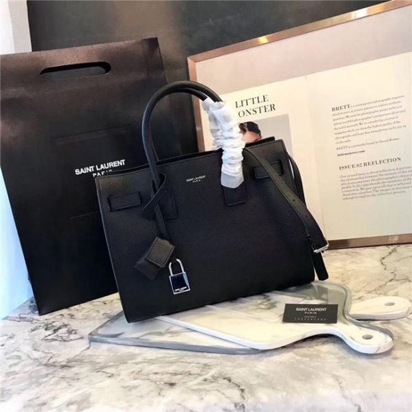 Yves Saint Laurent Classic Grained Leather Replica Baby SAC DE JOUR Black Grained