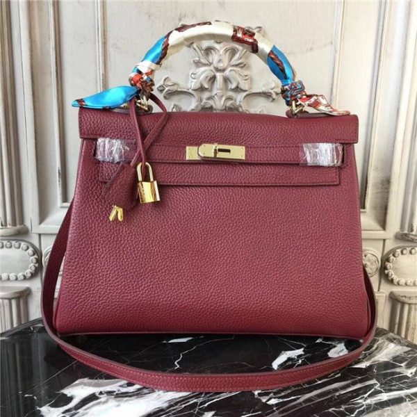 Hermes Kelly bag 32cm Gold H/W Wine