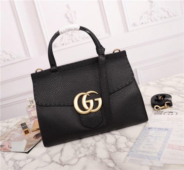 Gucci GG Marmont Leather Top Handle Bag Replica Black