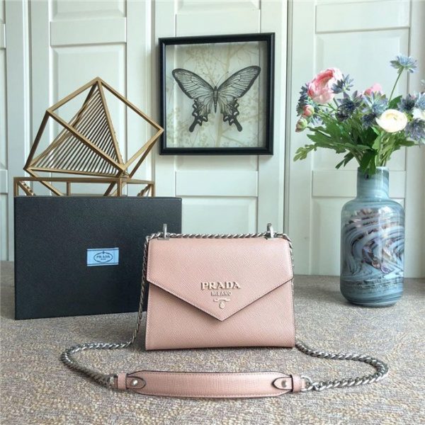 Prada Monochrome Saffiano Replica Leather Bag Beige