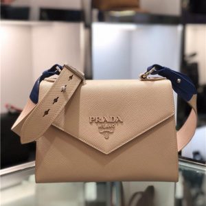 Prada Monochrome Saffiano Leather Bag Replica Beige