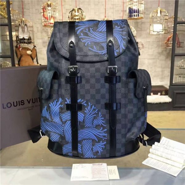 Louis Vuitton Christopher PM Damier Graphite Backpack (Blue)