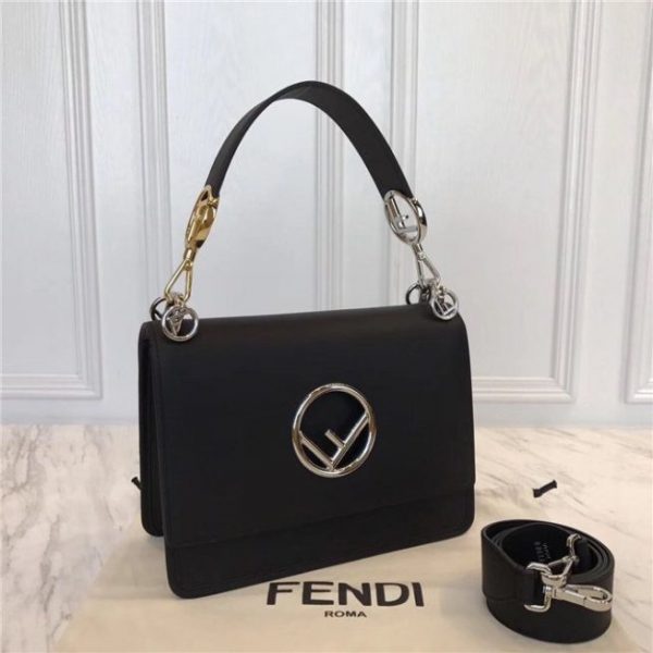 Fendi Kan I Leather Bag Black