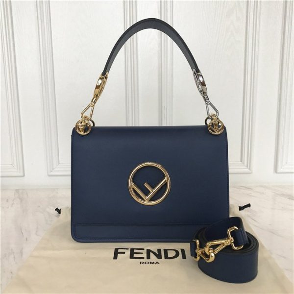 Fendi Kan I Leather Bag Blue