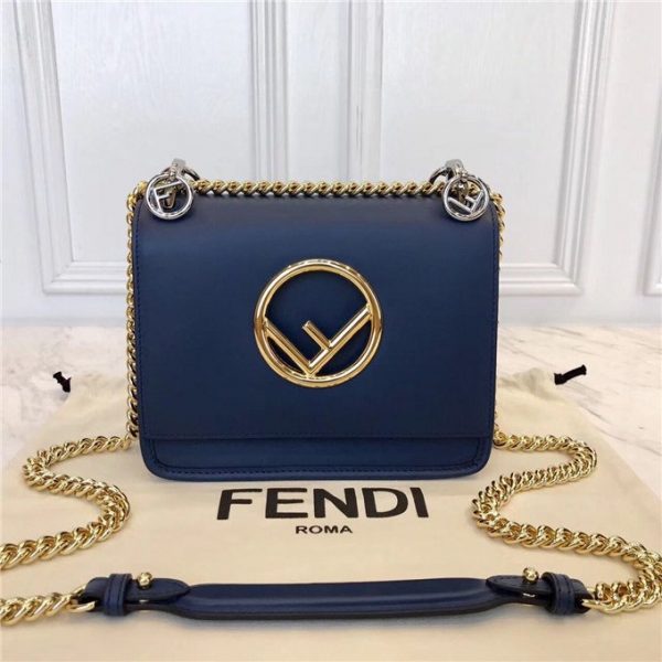 Fendi Kan I Small Leather Bag Blue
