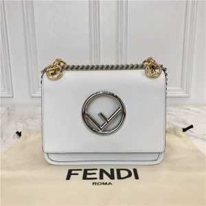 Fendi Kan I Small Leather Bag White