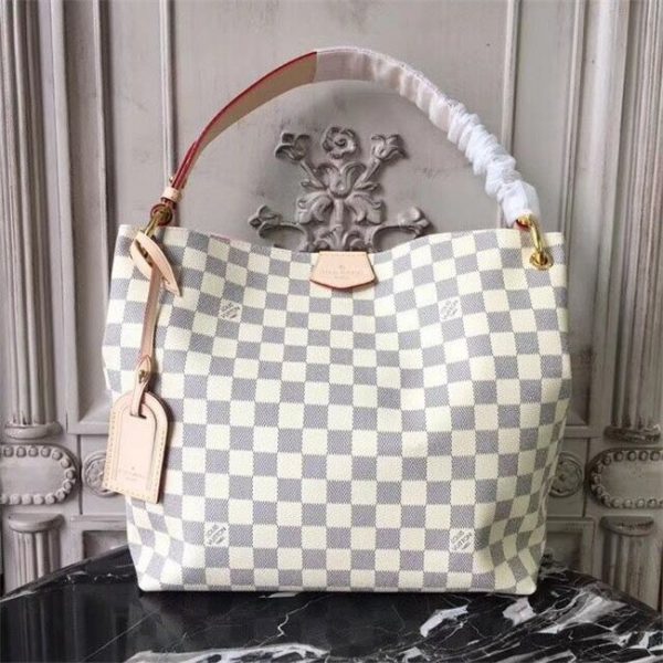 Louis Vuitton Graceful Damier Azur Replica Canvas PM Rose Ballerine