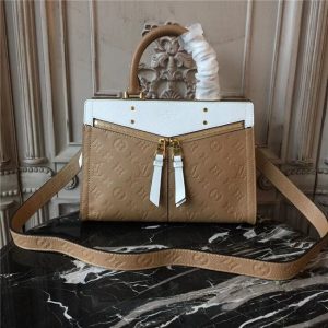 Louis Vuitton Zipped Handbag PM Monogram Empreinte Leather Papyrus Creme