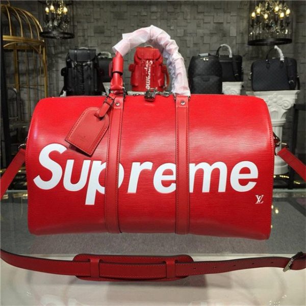 Louis Vuitton X SUPREME Keepall Bandouliere 45 Duffle Red