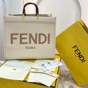 Fendi Large Sunshine Tote Ivory Bag